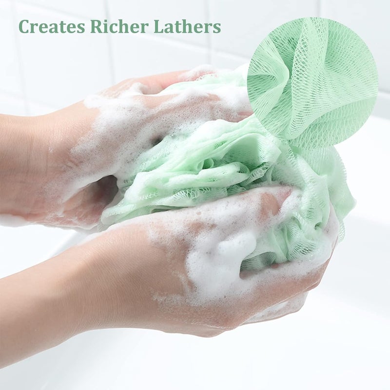 F-U Store Loofah Sponge 60g Shower Loofahs 4 Colors Bath Sponges Mesh Balls for Body Scrubber Exfoliator Wash Back Scrubber Bathroom Men Women - 4 Pack Scrubbers Cleaning Bathing Accessories - Image 2